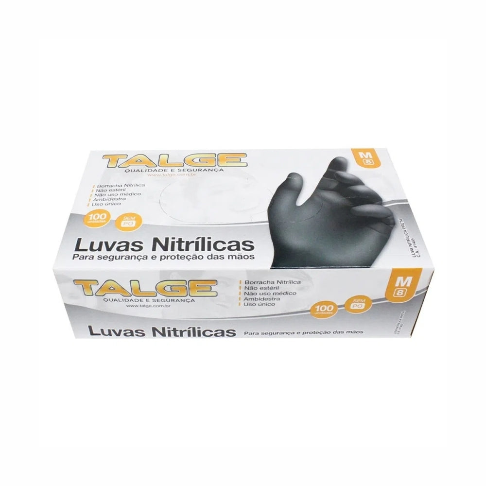 LUVA DE NITRILICA PRETA - M - DP C/100