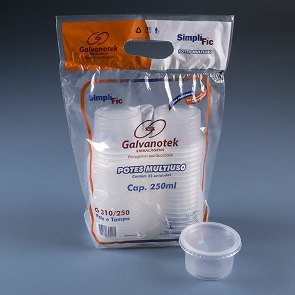 POTE 250ML PP C/TAMPA CRISTAL - G 310SF - CX C/18X25