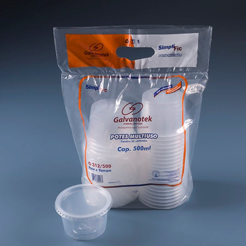 POTE 500ML PP C/TAMPA CRISTAL- G 312 SF - CX C/12X25
