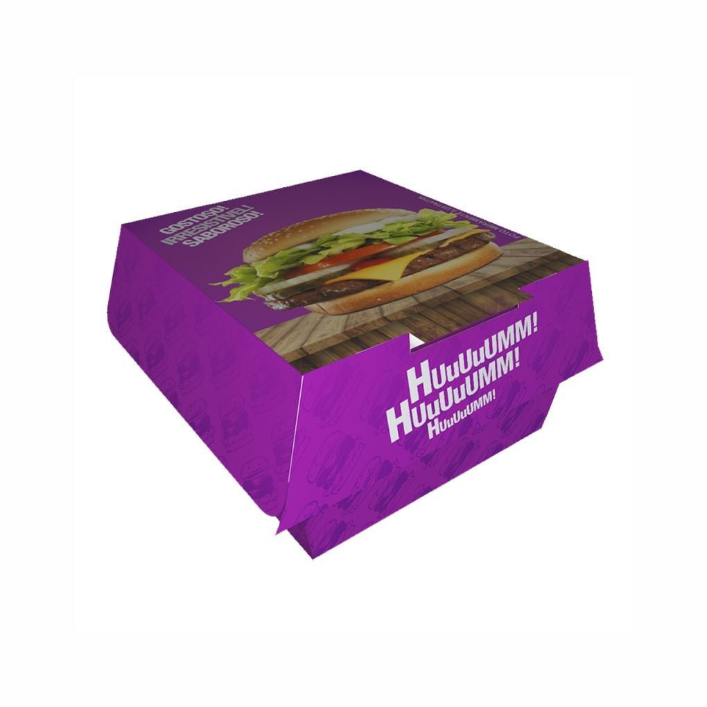 EMBALAGEM P/ HAMBURGUER H1 ROXA - CX C/50
