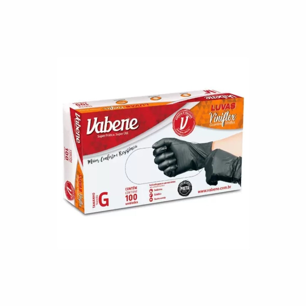LUVA VINIFLEX S/ PÓ PRETA - G - DP C/100