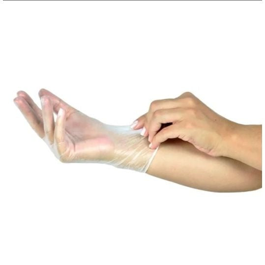 LUVA VINIL S/ PÓ TRANSPARENTE - M - DP C/100