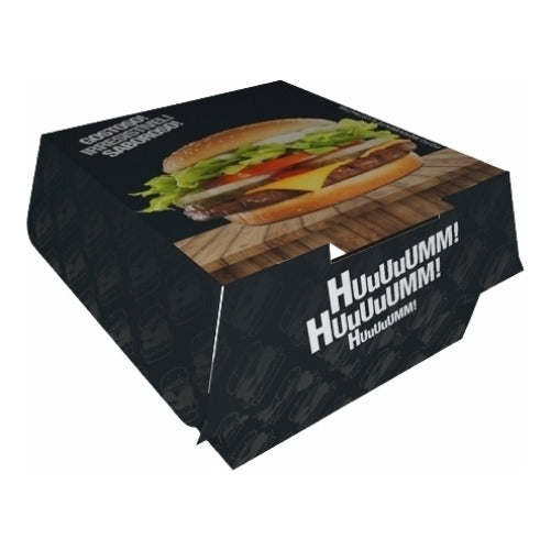 EMBALAGEM P/ HAMBURGUER H1 PRETA - CX C/50