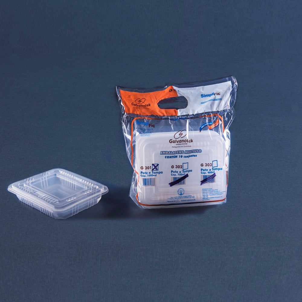 POTE 1000ML C/TAMPA CRISTAL PP - G 301SF - CX C/10X10