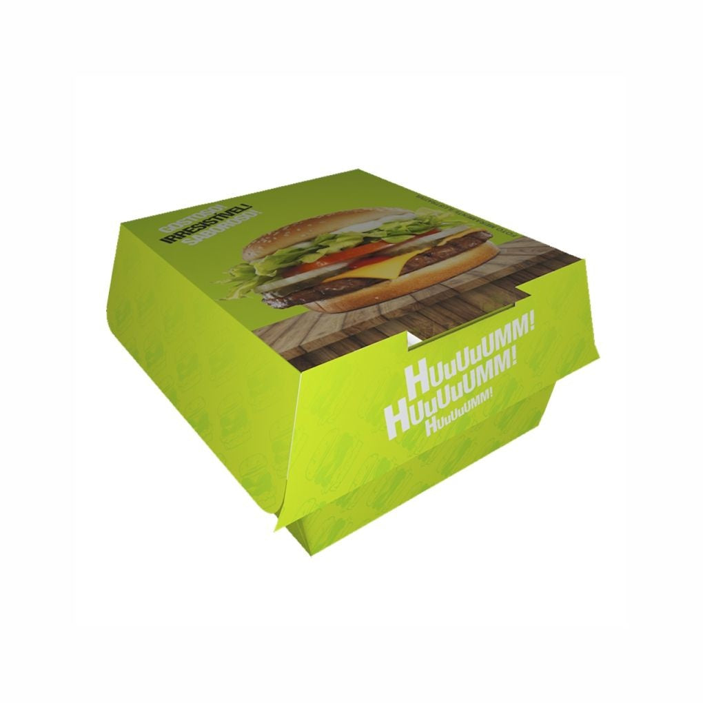EMBALAGEM P/ HAMBURGUER H1 VERDE - CX C/50