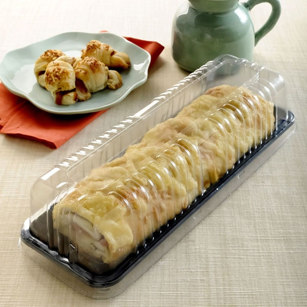 EMBALAGEM PET FATIA DE TORTA PRETA G-63MM – DIMENSÕES 316MM × 122MM × 60MM – CAIXA C/ 100 UNIDADES