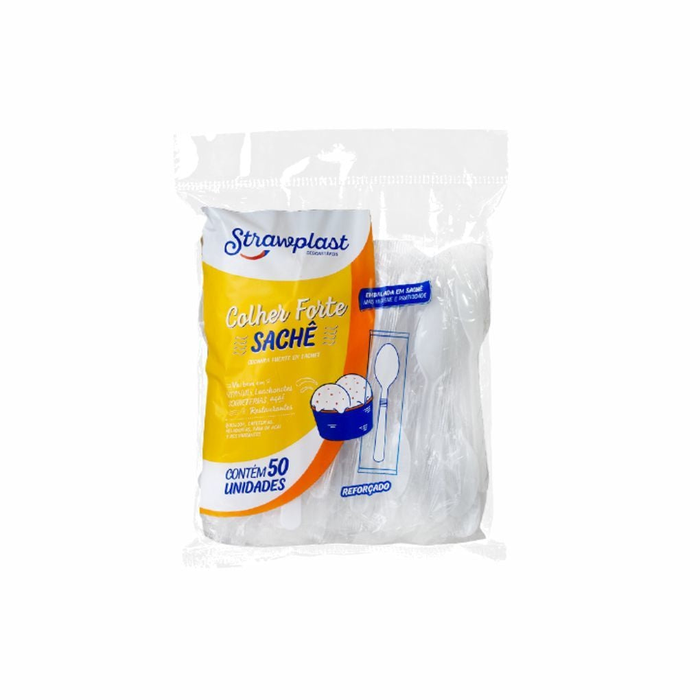 COLHER REFEICAO BRANCA FORTE SACHE - CX C/5X50