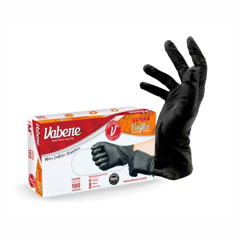 LUVA VINIFLEX S/ PÓ PRETA - M - DP C/100