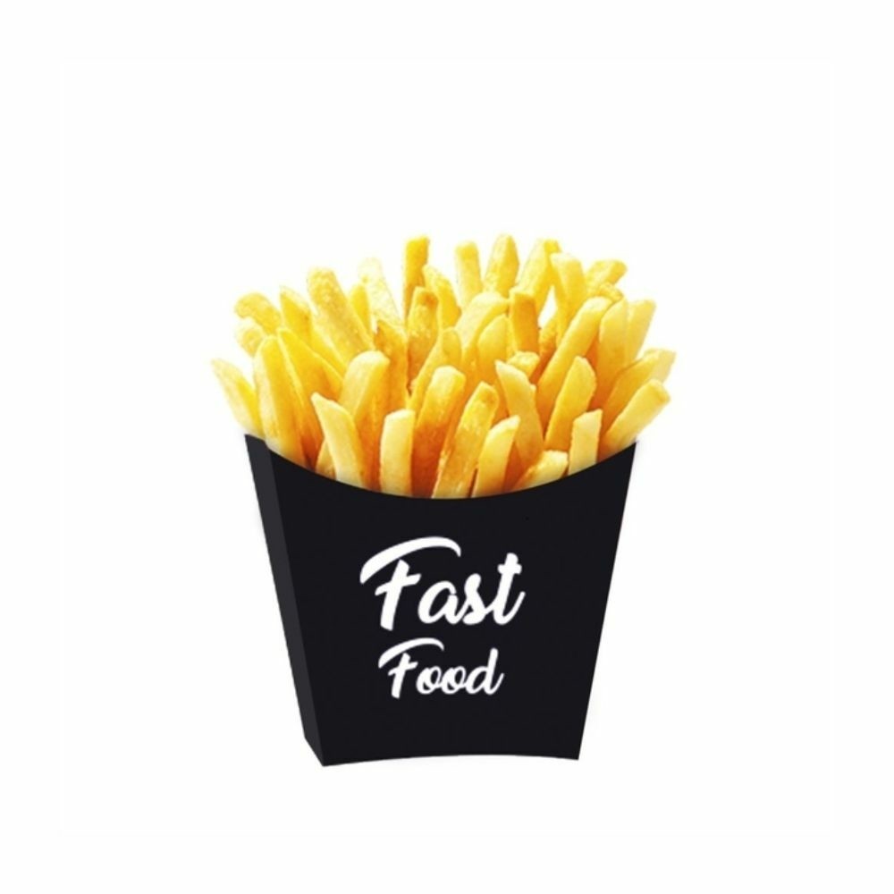 50 Embalagens Caixas de Batata Frita Grande Preta Tamanho G