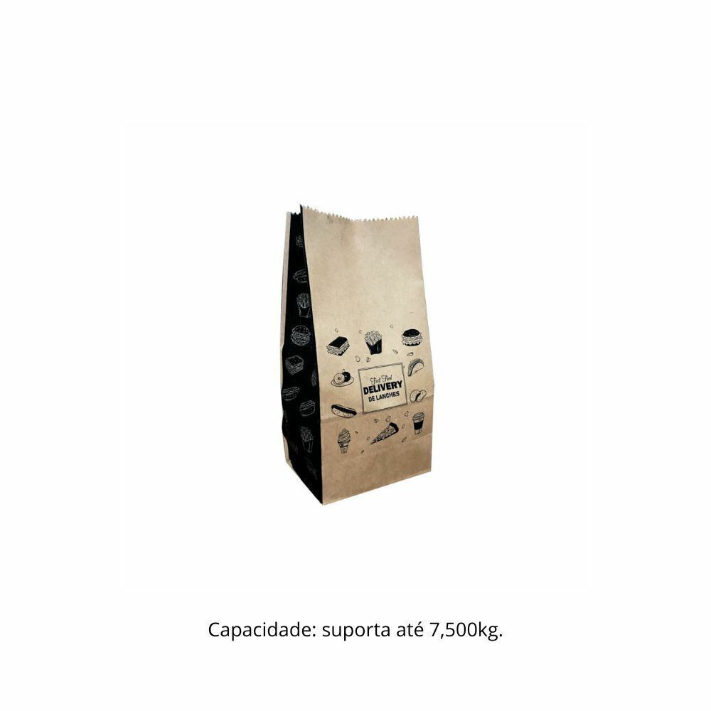 SACO PAPEL 7/5 KG KRAFT S.O.S. LANCHE - PC C/100