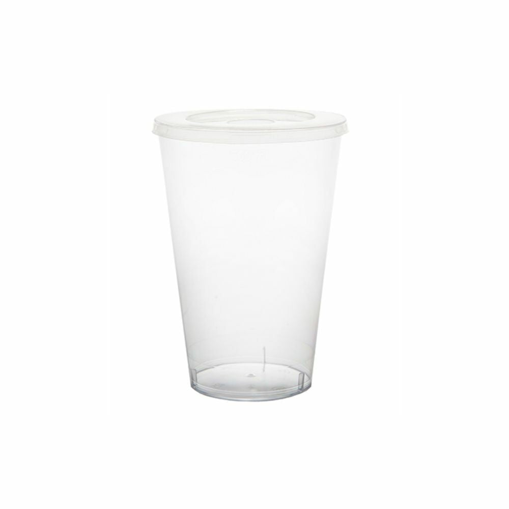 COPO DESCARTÁVEL 550ML MODELO PW27-TWH COM TAMPA RETA SEM FURO, CAIXA COM 24X5 UNIDADES.