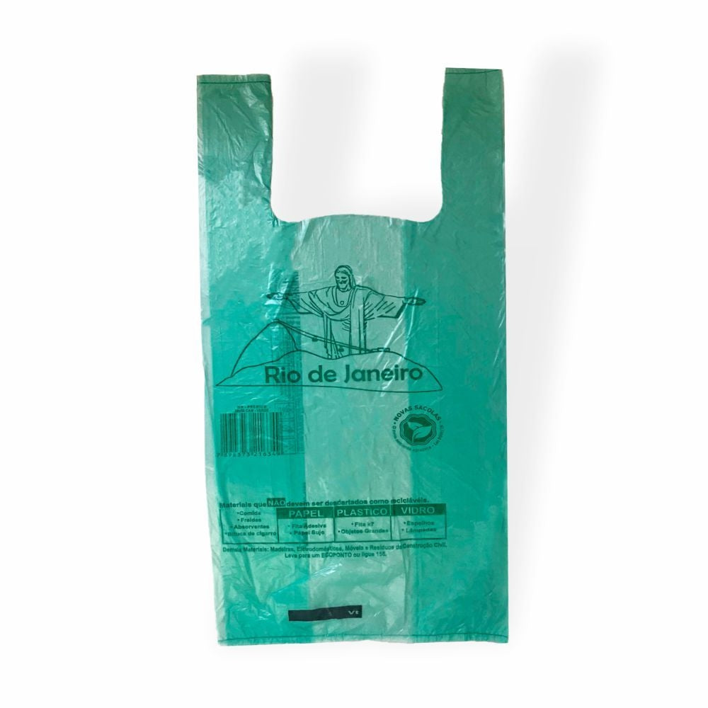 SACOLA C/ALCA 38X48 VERDE - LEI RJ - PC C/1000