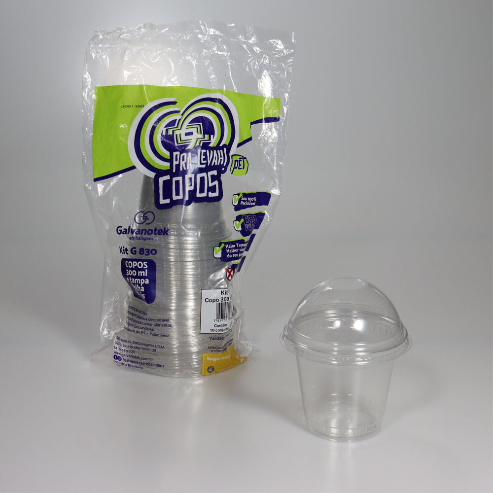 COPO 300ML PET C/TAMPA BOLHA - G 830SF - CX C/20X10