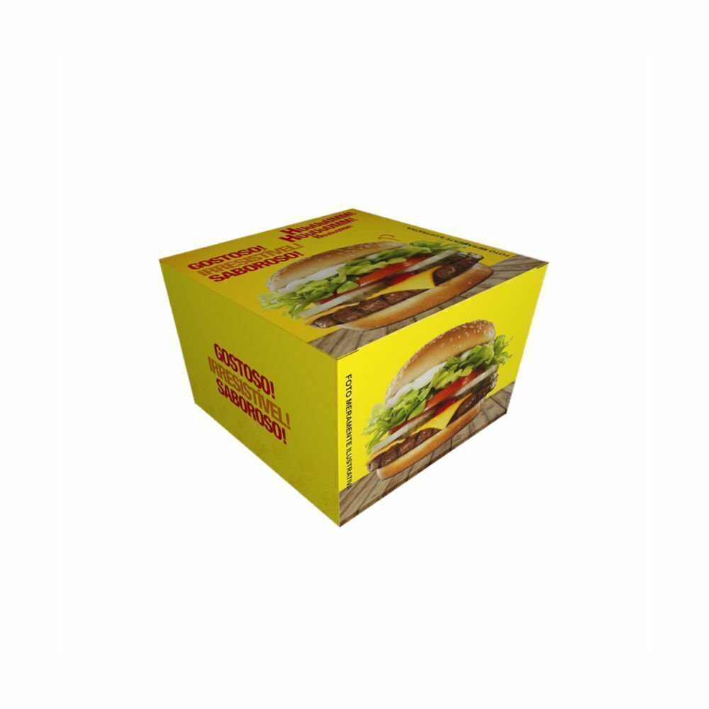 EMBALAGEM P/ HAMBURGUER H2 AMARELA - PC C/40