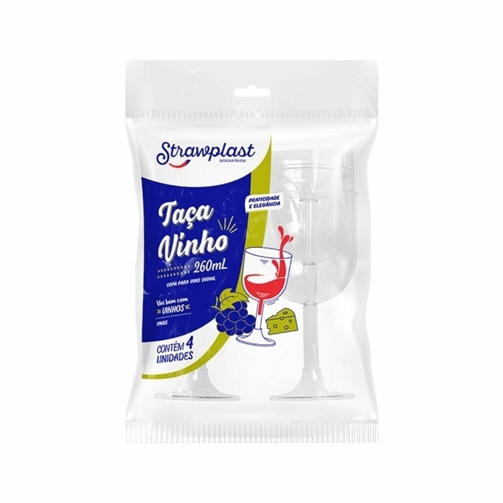 TACA P/VINHO PMMA 260ML CRISTAL -TC-260. - CX C/14X4