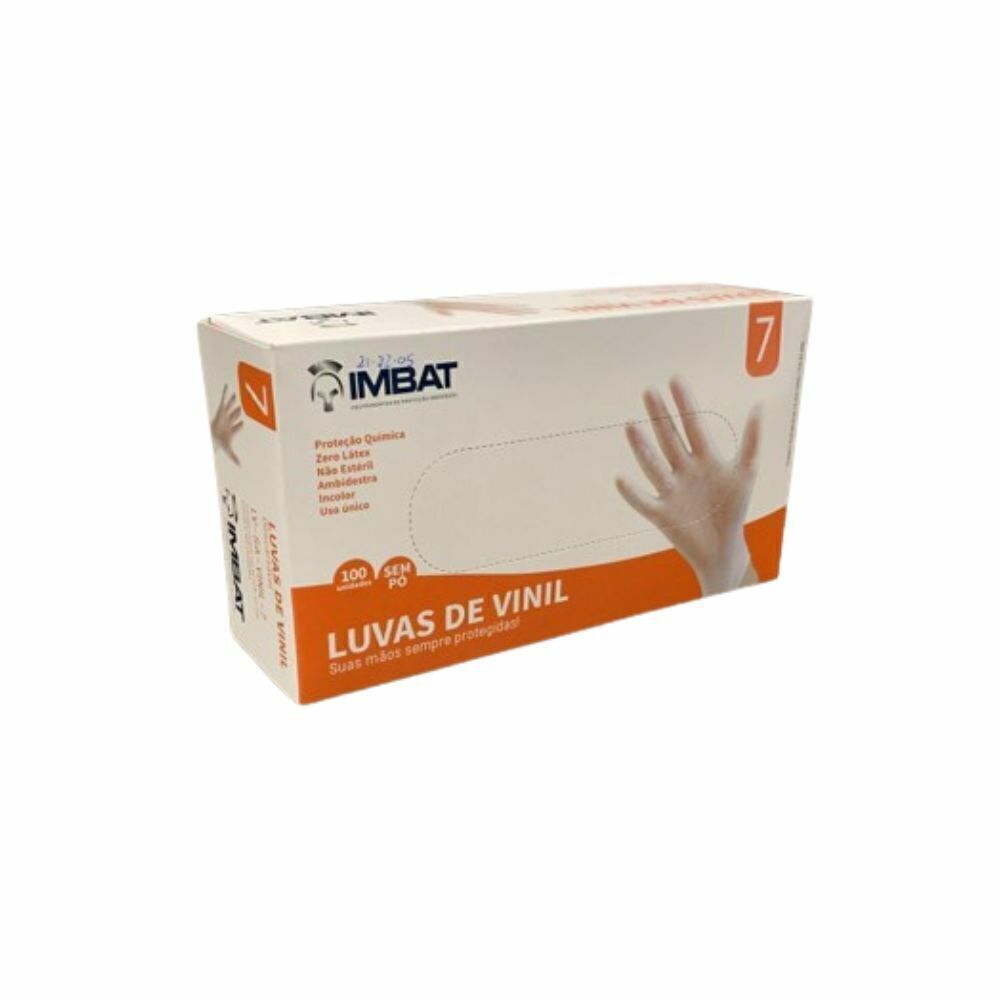 LUVA VINIL S/ PÓ TRANSPARENTE - P. - DP C/100