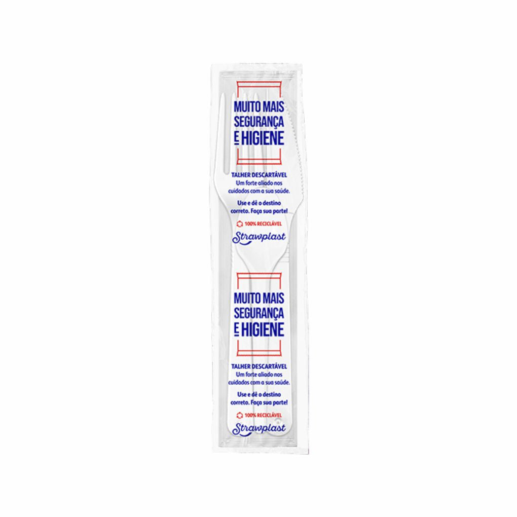 KIT SACHE GARFO FACA E GUARDANAPO BRANCO - CX C/5X50