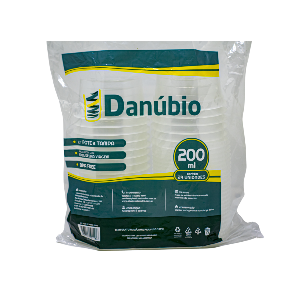 POTE 200ML C/SOBRE TAMPA - PP - CX C/18X24