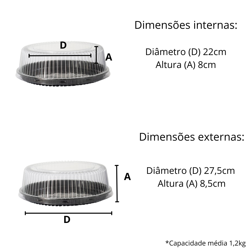 EMBALAGEM PET TORTA MINI PT - D 50B - CX C/50