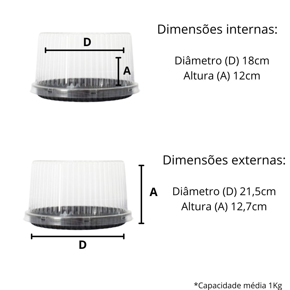EMBALAGEM PET TORTA MINI PT - D 32A - CX C/100
