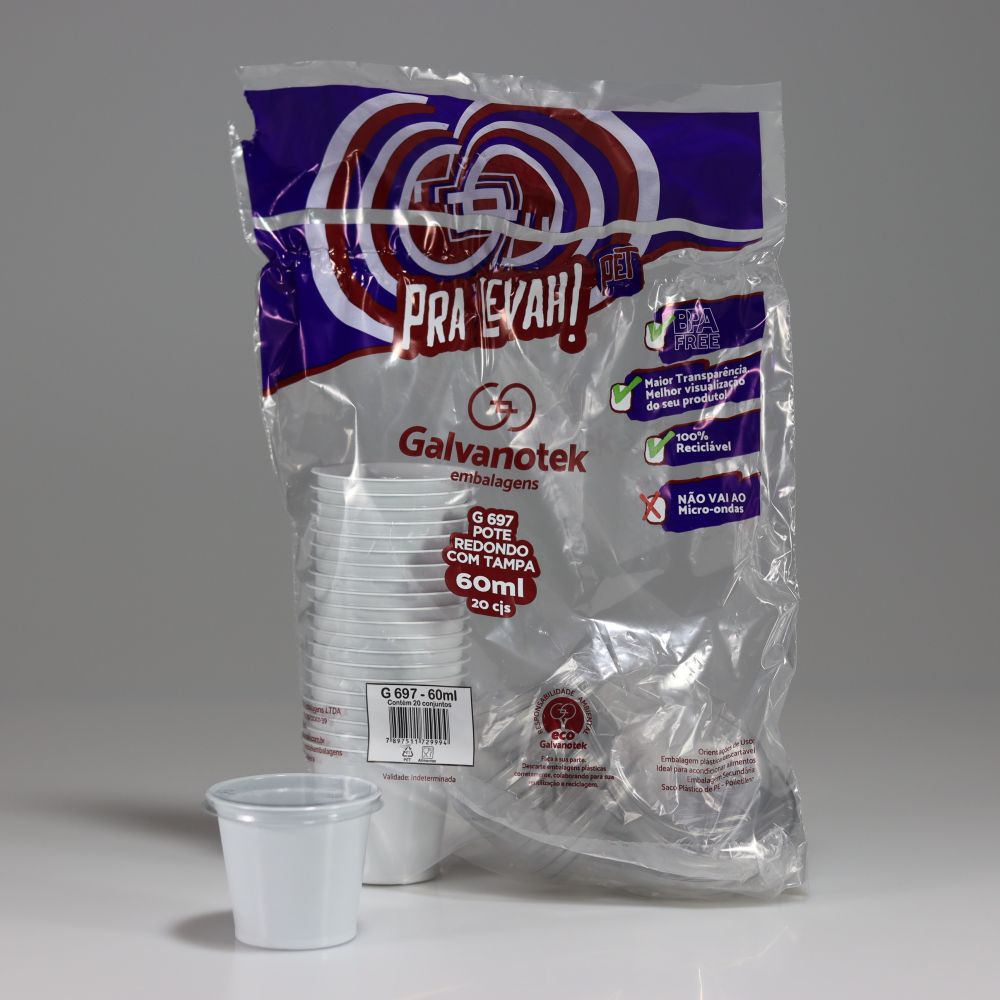 POTE 60ML PET C/TAMPA P/MOLHO BR G697SF - PC C/20