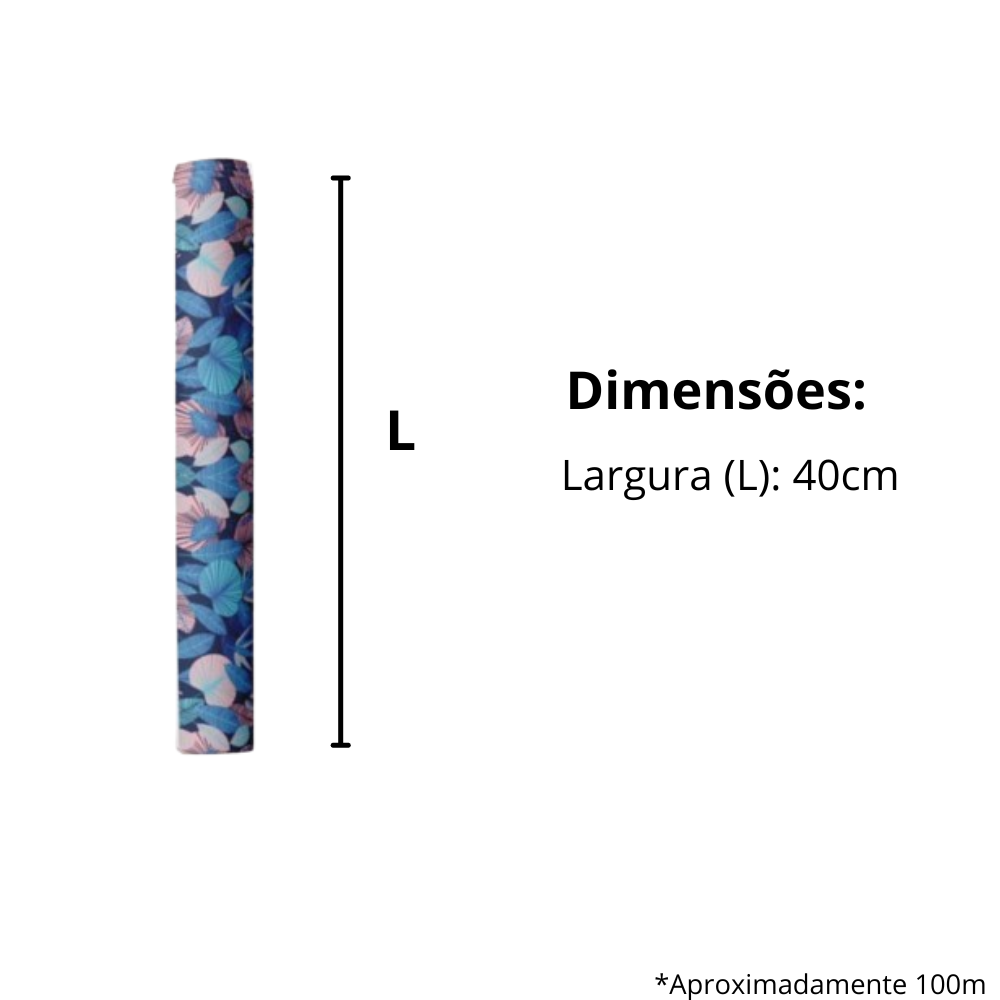 BOBINA DE PAPEL PRESENTE FOLHAS - 40CM