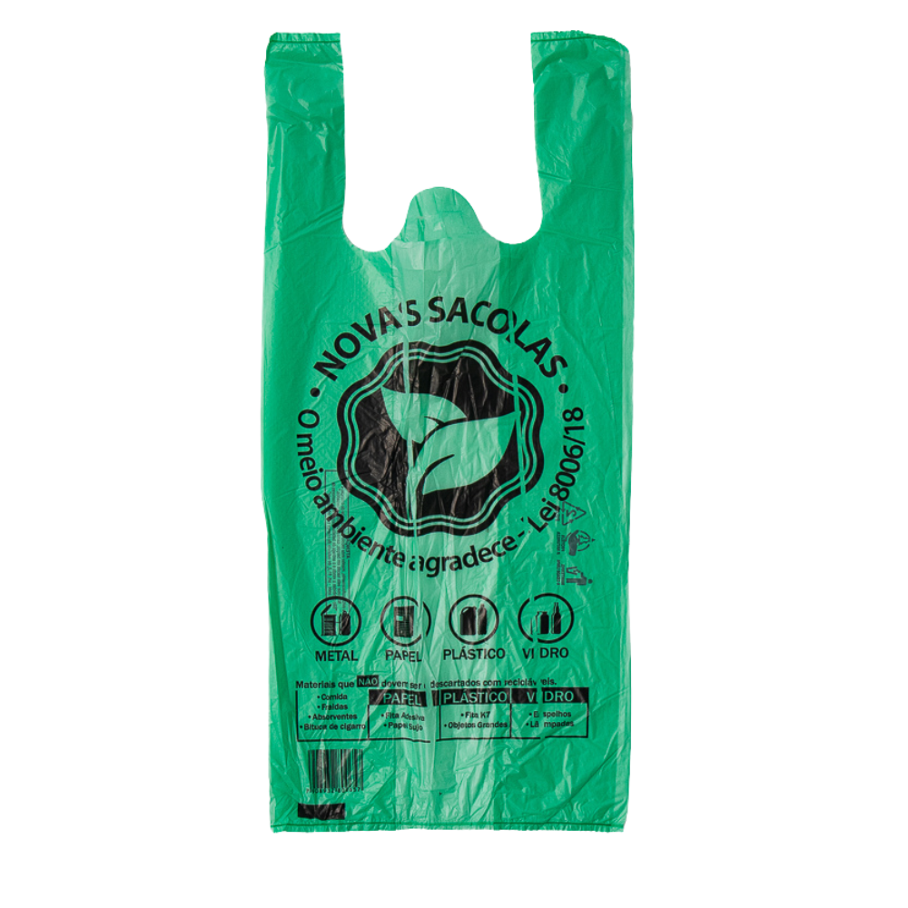 SACOLA C/ALCA 38X50 VERDE - LEI RJ. - PC C/1000