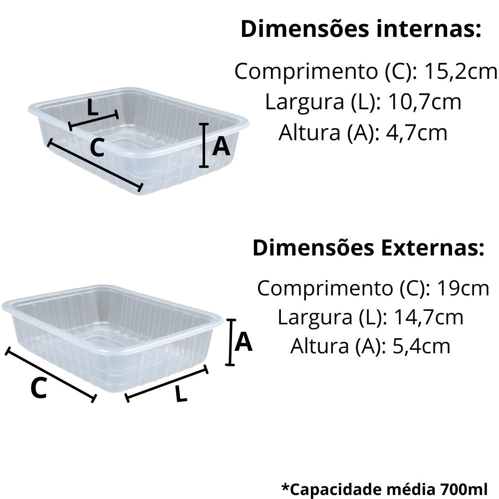 BASE 700ML POTE RETANGULAR PP - G 302 - CX C/200