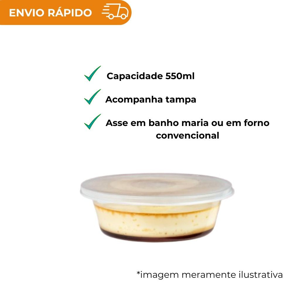 FORMA PUDIM C/TAMPA 550ML - G368 - CX C/120