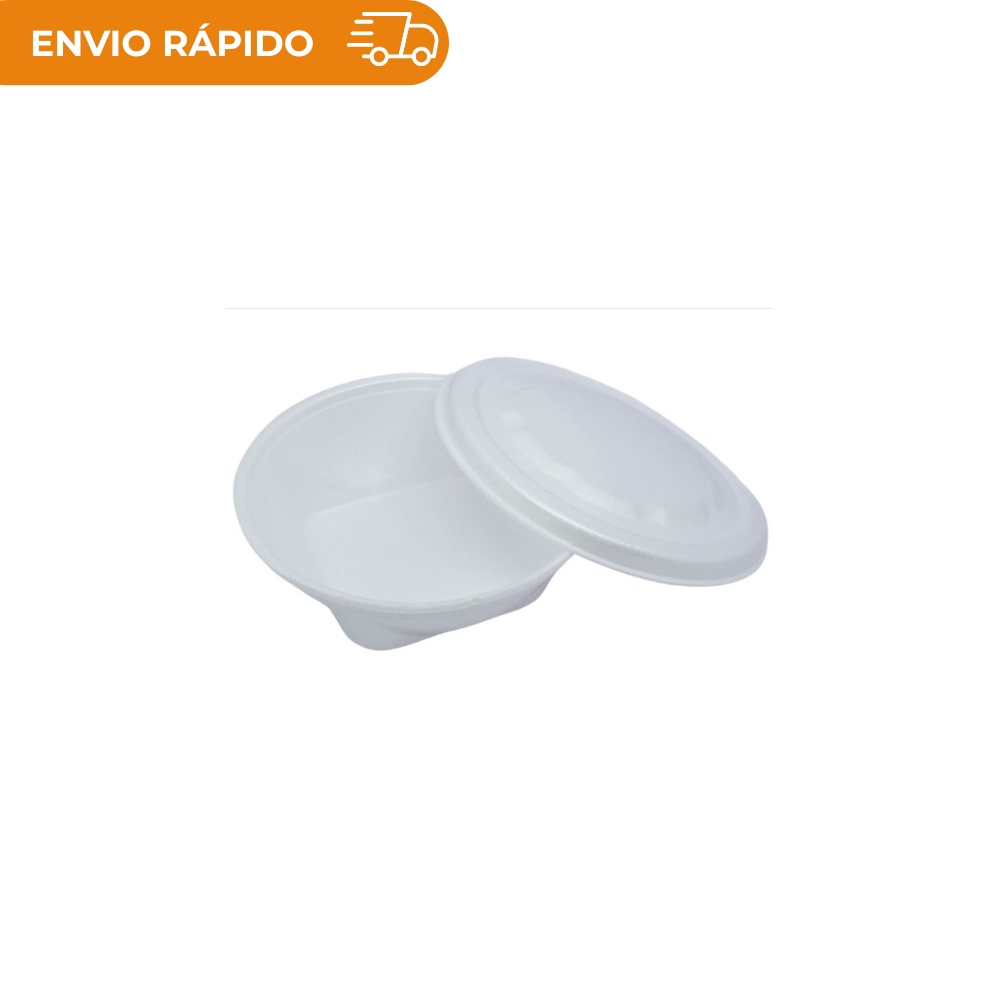 MARMITEX DESCARTÁVEL DE ISOPOR 750ML COM TAMPA PT-102Q, CAIXA COM 2X50 UNIDADES.