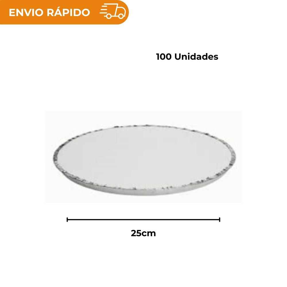 FORMA DE ALUMINIO P/ PIZZA C/ TAMPA 25CM - CX C/100