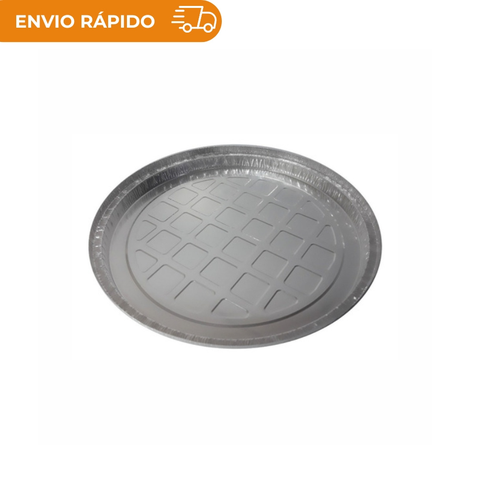 FORMA DE ALUMINIO P/ PIZZA C/ TAMPA 25CM - CX C/100