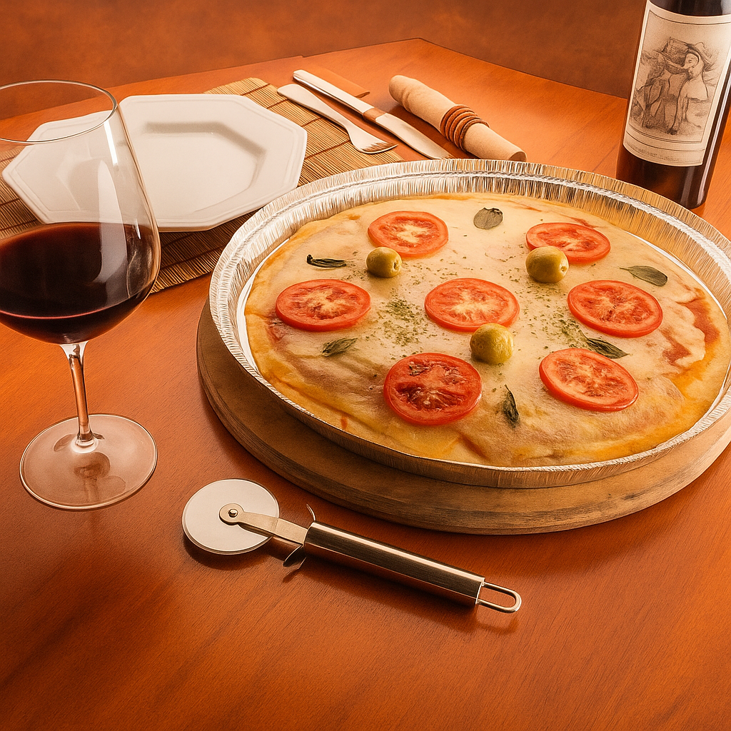 FORMA DE ALUMINIO P/ PIZZA C/ TAMPA 25CM - CX C/100