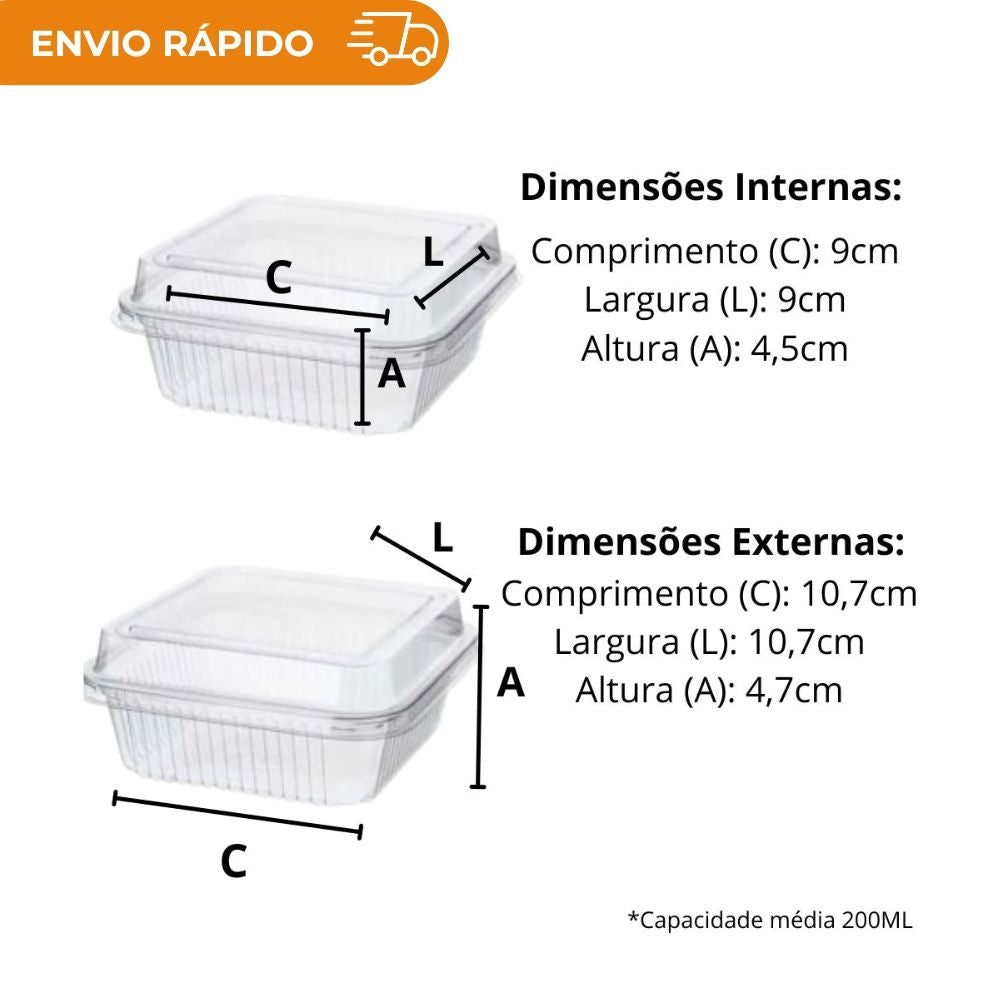 EMBALAGEM PET 1 DOCE QUADRADO - G 650. - CX C/300