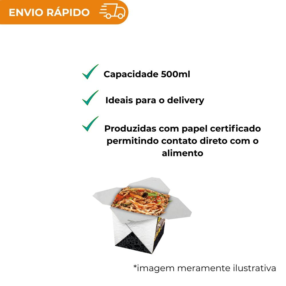 Embalagem Box Refeição Preta 500mls - Pacote com 50 Unidades