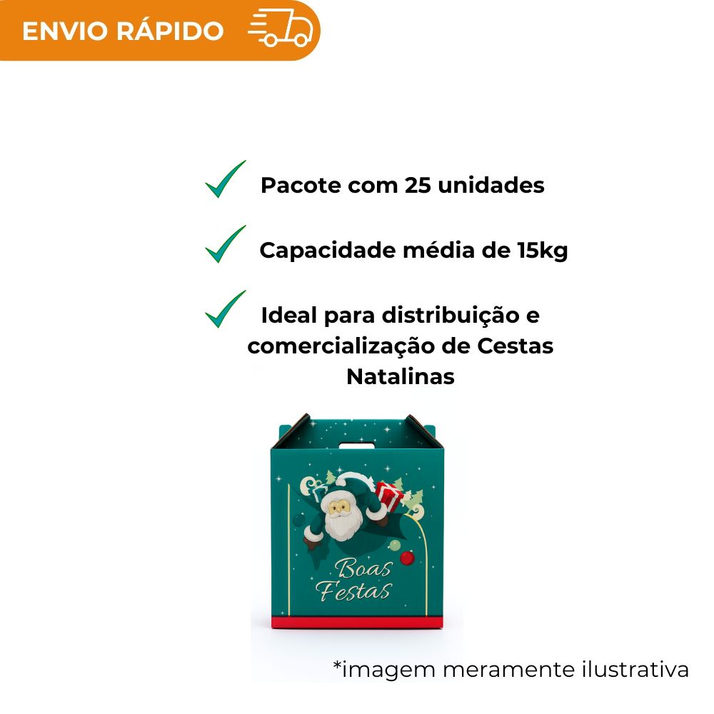 CESTA DE NATAL BOAS FESTAS VERDE - PC C/25