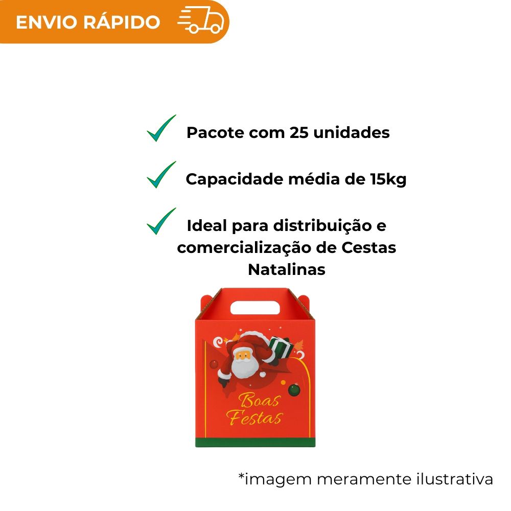 CESTA DE NATAL BOAS FESTAS VERMELHA - PC C/25