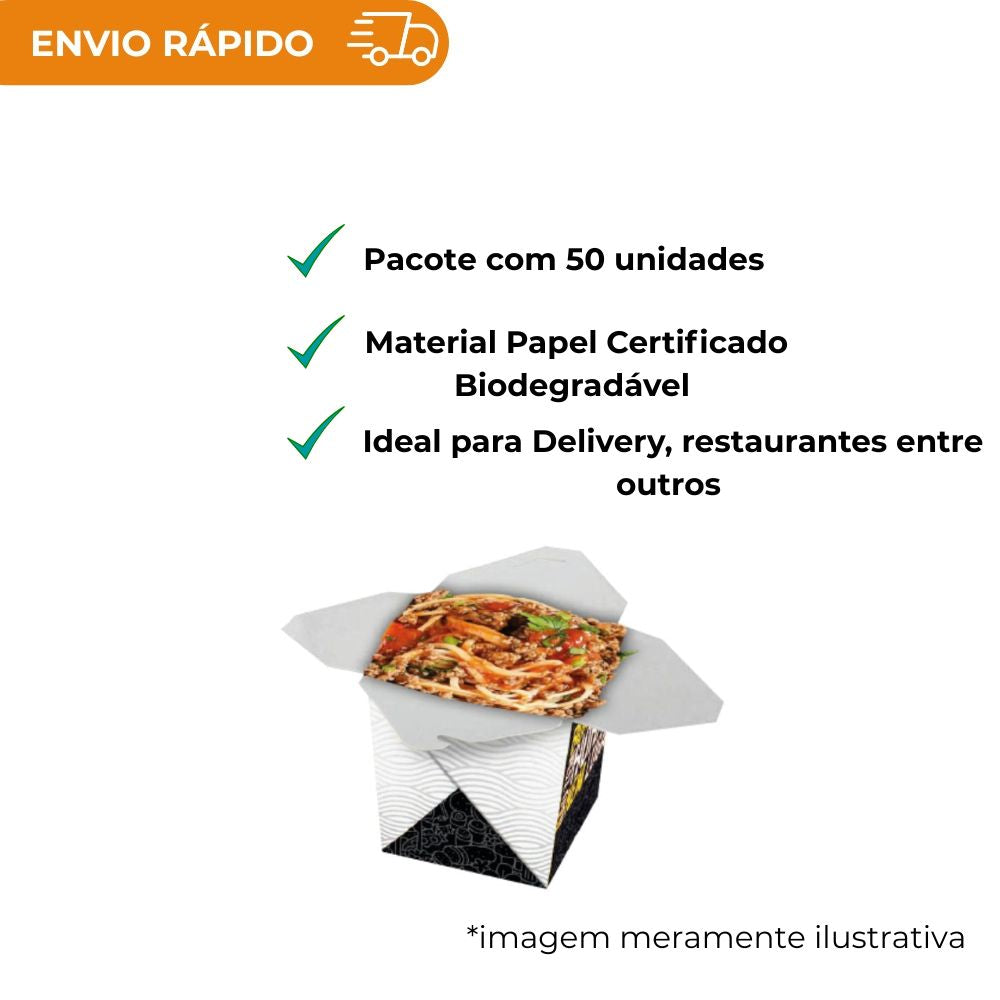 EMBALAGEM PARA REFEICAO BOX 850ML PRETA - PC C/50
