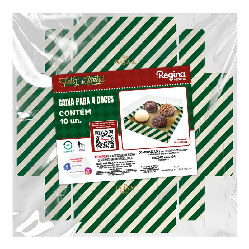 CAIXA 4 DOCES CRISTAL NATAL ELEGANCE VERDE - UN