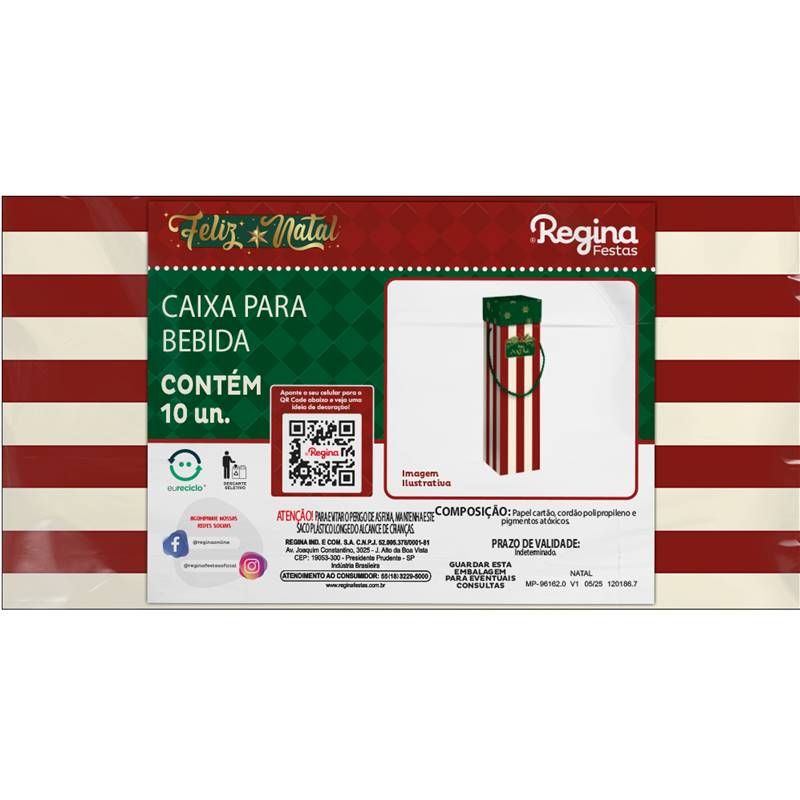 CAIXA PRESENTE BEBIDA COM TAMPA NATAL - UN