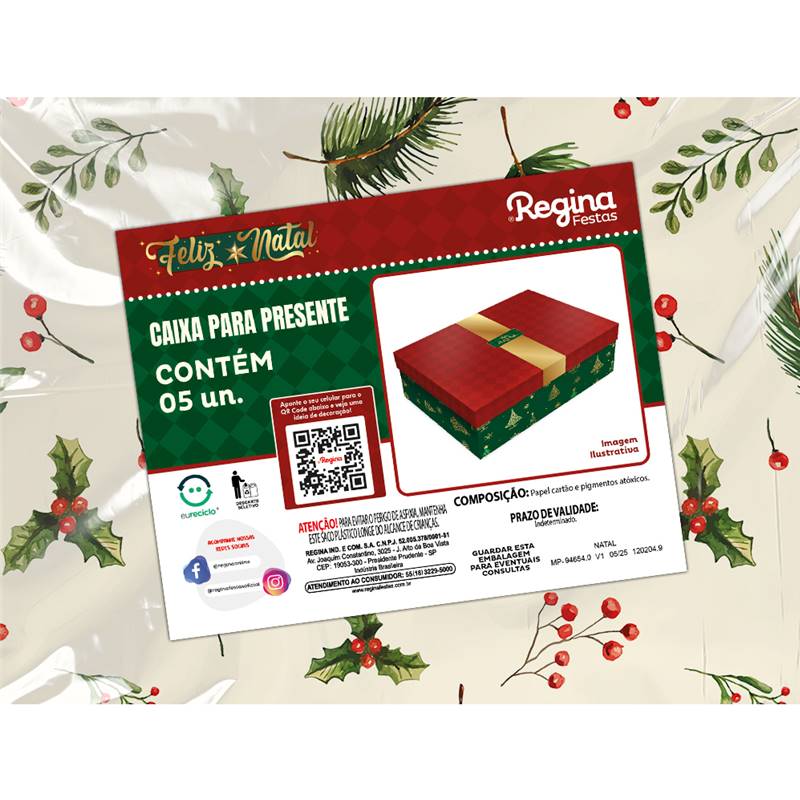 CAIXA PRESENTE C/TAMPA 27X21X10 NATAL