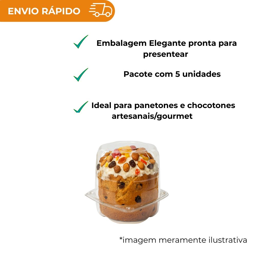 EMBALAGEM PET PANETONE - G 33 - PC C/5
