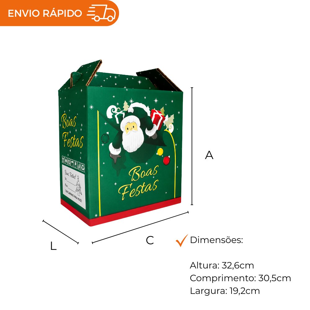 CESTA DE NATAL BOAS FESTAS VERDE - PC C/25