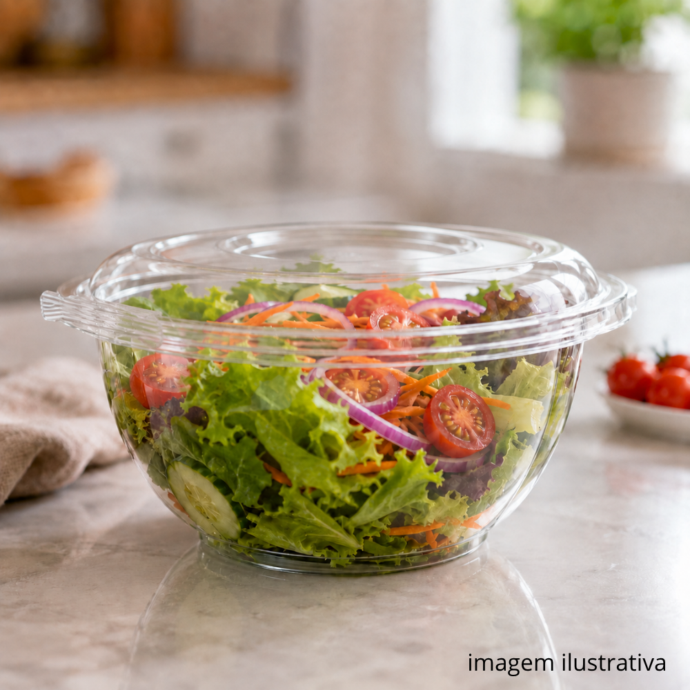 SALADEIRA TRANSP 1000ML C/LACRE - F261 - CX C/100