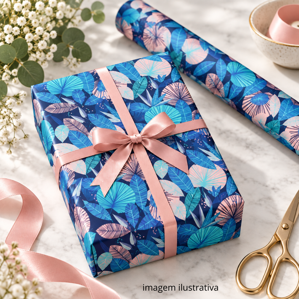 BOBINA DE PAPEL PRESENTE FOLHAS - 40CM