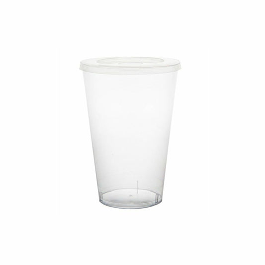 COPO DESCARTÁVEL 550ML MODELO PW27-TWH COM TAMPA RETA SEM FURO, CAIXA COM 24X5 UNIDADES.