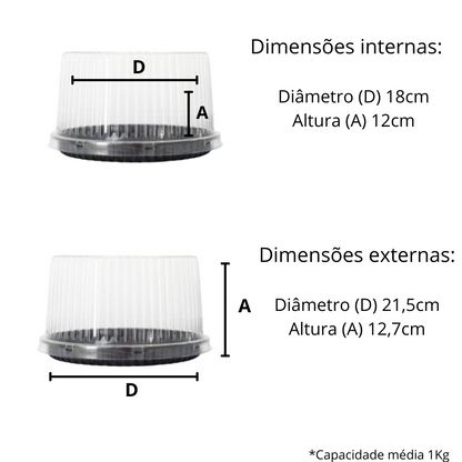 EMBALAGEM PET TORTA MINI PT - D 32A - CX C/100