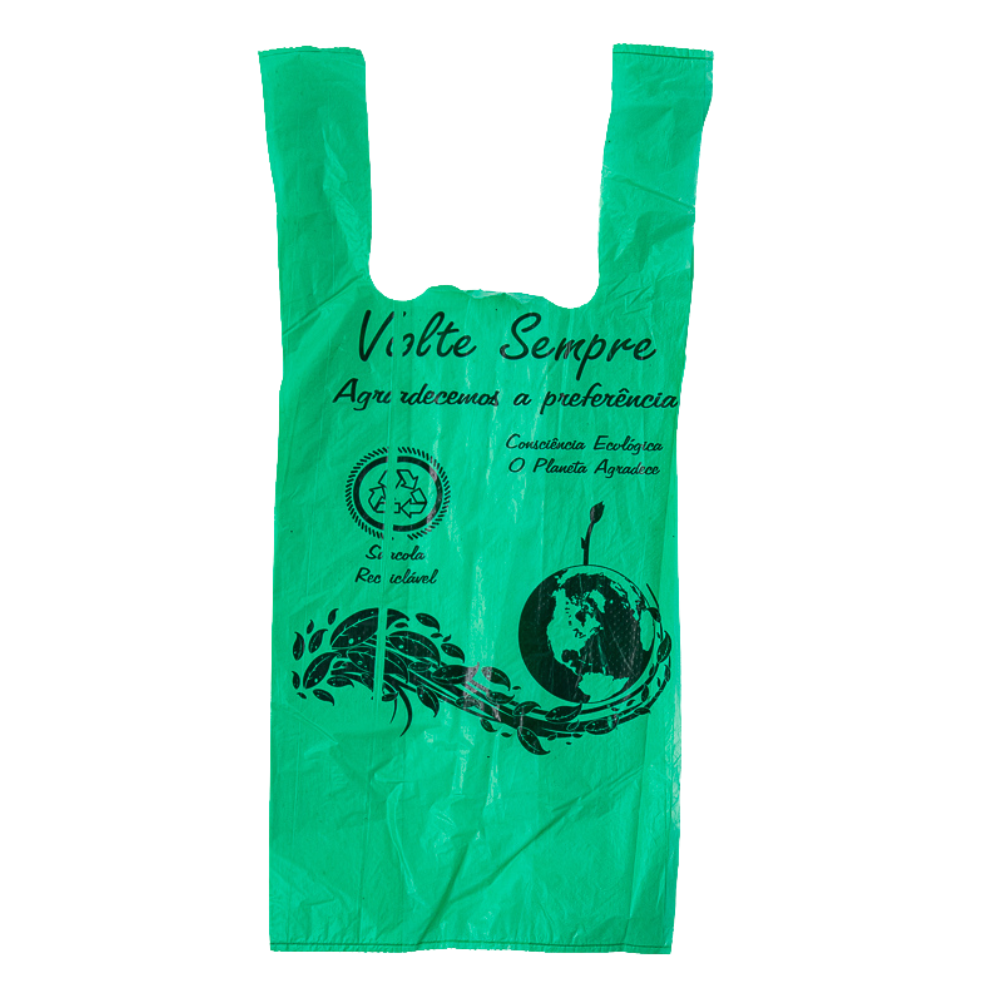 SACOLA C/ALCA 38X50 VERDE  VOLTE SEMPRE - PC C/500