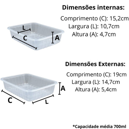 BASE  700ML POTE RETANGULAR PP - G 302 - CX C/200