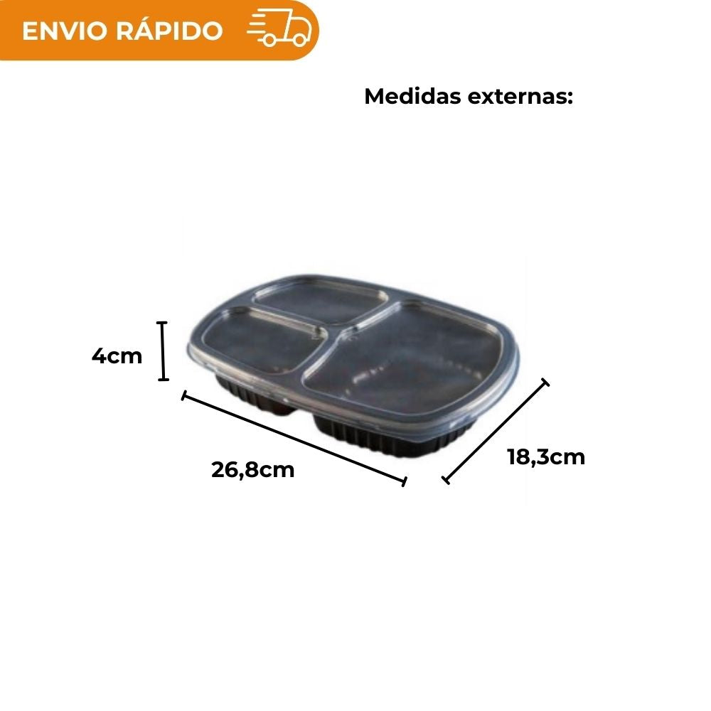 BANDEJA REF. 3DIV PT 850ML - PL 331 SF - PC C/10
